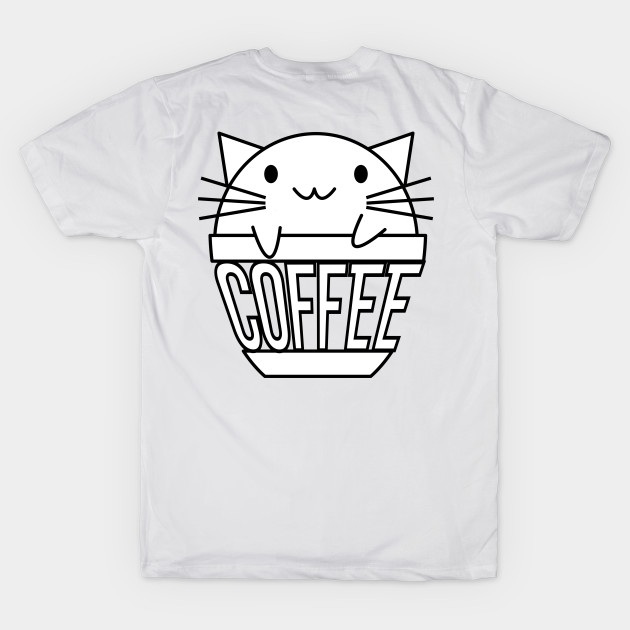 Cat in coffee cup with warped text on cup by coffeewithkitty